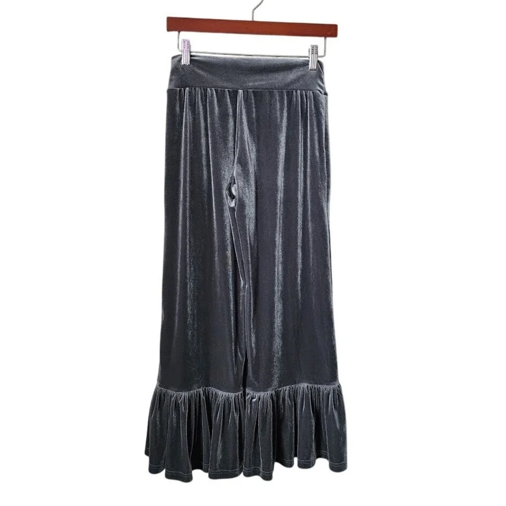 MATILDA JANE Velvet Ruffle Cropped Pants Whimsigoth Boho‎ Flare Size XS